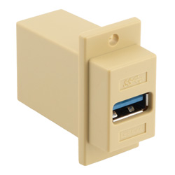 USB3.0转接头/耦合器，ECF法兰式接线板安装，A型母头/B型母头，ABS外壳，乳白色的图片