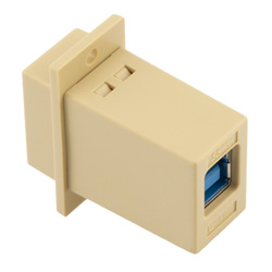 USB3.0转接头/耦合器，ECF法兰式接线板安装，A型母头/B型母头，ABS外壳，乳白色的图片