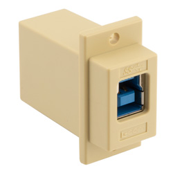 USB3.0转接头/耦合器，ECF法兰式接线板安装，B型母头/A型母头，ABS外壳，乳色的图片