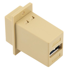 USB3.0转接头/耦合器，ECF法兰式接线板安装，B型母头/A型母头，ABS外壳，乳色的图片