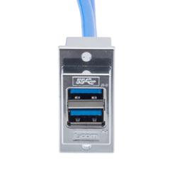 USB 3.0双层堆栈式耦合器线缆，ECF法兰面板安装型，2个A型母头至2个A型公头，镀铬屏蔽ABS外壳，0.75米的图片