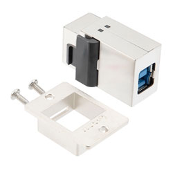 USB 3.0面板安装型耦合器，ECF风格法兰，A型母头/B型母头，不锈钢屏蔽壳ABS主体的图片