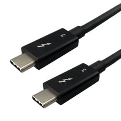 Thunderbolt 雷电3 兼容C型USB线缆组件，C型公头（插头）/C型公头（插头），90W，20Gbps，4K，TPE护套，黑，0.5米的图片