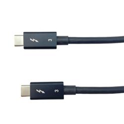 Thunderbolt 雷电3 兼容C型USB线缆组件，C型公头（插头）/C型公头（插头），90W，20Gbps，4K，TPE护套，黑，1.0米的图片