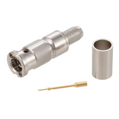 12G SDI HD-BNC 75欧姆BNC公头连接器，压接式/焊杯式，用于 Belden 4855R, Belden 1855A的图片