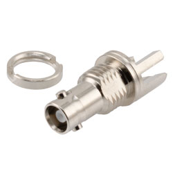 12G SDI HD 75欧姆穿墙式BNC母头坐式连接器，焊接式，用于0.062英寸PCB的图片