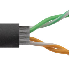 超5类散装以太网线缆，2对，22AWG多股，UTP户外级工业高柔PLTC-CM-CMX TPE护套，600V PoE, 黑，1000英尺（304.8米）的图片