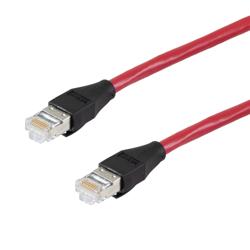 超6类屏蔽跳线，RJ45/RJ45，CMR阻燃，红，5米的图片
