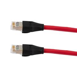 超6类屏蔽跳线，RJ45/RJ45，CMR阻燃，红，5米的图片
