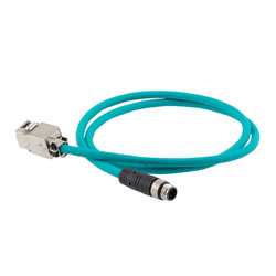 超5类M12 4针D编码SF/UTP工业级拖链线缆，M12公头/RJ45母头，1米的图片