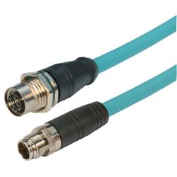 超6类M12  8针X编码SF/UTP工业级拖链线缆，M12公头/M12面板安装式母头，5米的图片