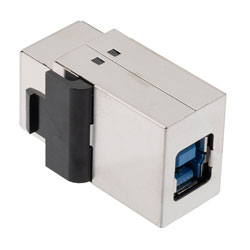 USB 3.0 Keystone型耦合器，直列馈通式，不锈钢外壳ABS主体，屏蔽，A型母头/B型母头，银色的图片