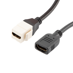 白色HDMI/Keystone转接线，带6英寸（15.2厘米）预剥线的图片