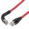 以太网超六类10gig直角弯头线缆组件，F/UTP屏蔽，26AWG，RJ45直头/下弯头，低烟无卤外被，红色，5.0米的图片