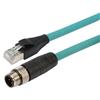 超5类M12 4针D编码SF/UTP工业级拖链线缆，M12公头/RJ45，5米的图片