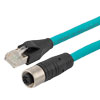 超5类M12 4针D编码SF/UTP工业级拖链线缆，M12母头/RJ45，15米的图片