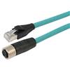 超5类M12 4针D编码SF/UTP工业级拖链线缆，M12母头/RJ45，3米的图片