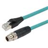 超6类M12 8针X编码SF/UTP工业级拖链线缆，M12公头/RJ45，10米的图片