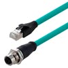 超6类M12 8针X编码SF/UTP工业级拖链线缆，面板安装型M12母头/RJ45公头，15米的图片