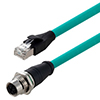 超6类M12 8针X编码SF/UTP工业级拖链线缆，面板安装型M12母头/RJ45公头，1米的图片