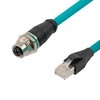 超6类M12 8针X编码SF/UTP工业级拖链线缆，面板安装型M12母头/RJ45公头，5米的图片