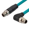 超6类M12 8针X编码SF/UTP工业级拖链线缆，90°直角型M12公头/M12公头，15米的图片