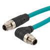 超6类M12 8针X编码SF/UTP工业级拖链线缆，90°直角型M12公头/M12公头，2米的图片
